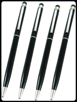 auteur Set Of 4 Black Color Slim Metal Body Designer Fine Tip With Stylus Gift Ball Pen