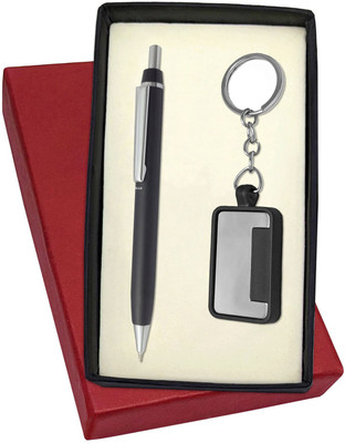 UJJi Click Mechanism Black Pen with Chrome Part Pen Gift Set(Pack of 2, Ink Color - Blue )
