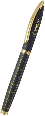 UJJi Doctor Logo Check Pattern Black Body with Gold Design Roller Ball Pen(Ink Color - Blue )