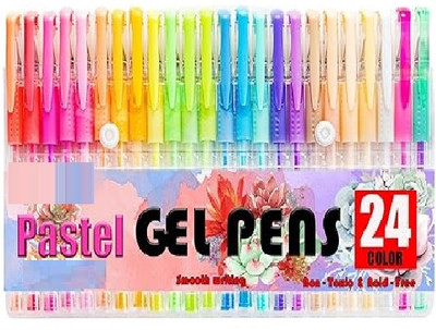 Eclet 24 Pcs Neon Color Set Neon Metallic Fluorescence Highlighter Pastel Gel Pen Marker Ink(Ink Color - Multicolor)