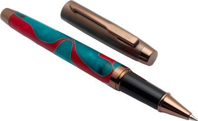 Ledos Cloud Red & Turquoise Acrylic Barrel Metal Roller Ball Pen(Ink Color - Blue Refill)