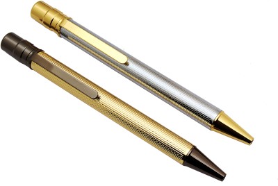 Ledos 1509 Revolution Set Of Golden & Silver Metal Body Ball Pen(Pack of 2, Ink Color - Blue Refill)