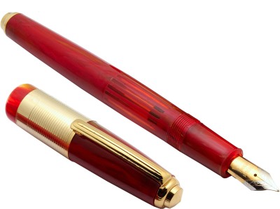 Ledos Oliver 71G Gold Demonstrator With Golden Trims Red Fountain Pen(Eyedropper System)