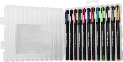 SunriseTrading Unomax BOLDTRON Gel Pen(Pack of 12, Blue, Black, Red, Green, Pink, Violet, Orange, Turquoise Blue, Light Green, Brown, Silver, Gold)