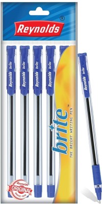 Reynolds Brite Ball Pen(Pack of 5, Ink Color - Blue)