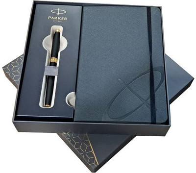 PARKER Aster Matte Black GT Rollerball Pen with A5 Notebook Roller Ball Pen(Ink Color - Blue)