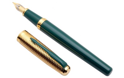 Ledos Dikawen 8077 Golden & Green Metal Body Arrow Clip Fountain Pen(converter system)