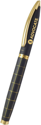 UJJi Advocate/Lawyer Logo Check Pattern Black Body with Gold Design Roller Ball Pen(Ink Color - Blue )