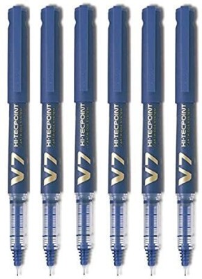 PILOT Hi-Tecpoint 0.7mm V7 Cartridge System Roller Ball Pen(Pack of 6, Ink Color - Blue)