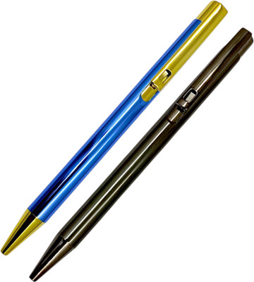 auteur 111 Student Collection Designer Metal Body Blue & Gunmetal Ball Pen(Pack of 2, Ink Color - Blue)