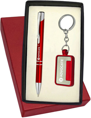 UJJi Advocate Logo Red Color with Medium Point Refill Keychain Pen Gift Set(Pack of 2, Ink Color - Blue )