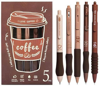 Abhinandan Decors Kawaii Gel Pen Gel Pen(Pack of 5, Ink Color - Brown)