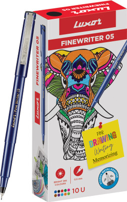 LUXOR Finewriter 05 Fineliner Pen(Pack of 10, Ink Color - Black)