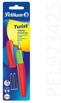 Pelikan Twist P457M Apple Candy Fountain Pen – Medium Nib Fountain Pen(Ink Color - Blue)