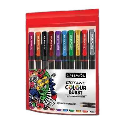 Classmate OCTANE COLOUR BURST GEL PEN | 10 MULTI COLOUR | Gel Pen(Pack of 10)