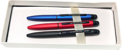 Submarine 835, 2 in 1 Mini Ball Pen with stylus Metal Ball Pen(Pack of 3, Ink Color - Blue)