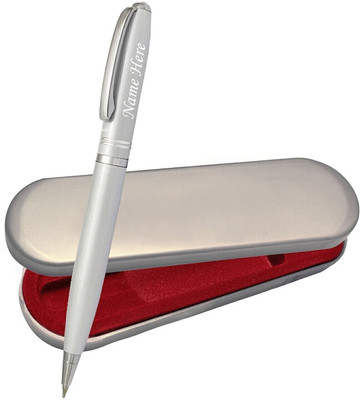 UJJi Name Print White Colour Ring Design Metal Ball Pen(Ink Color - Blue )