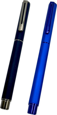 auteur Blue & Black Velvet Finish Designer Metal Body 0.5mm Fine Tip Premium Roller Ball Pen(Pack of 2, Ink Color - Blue)