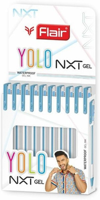 FLAIR YOLO NXT GEL PEN | 10 PENS | INK - BLUE | 0.7 mm | Gel Pen(Pack of 10, Ink Color - Blue)