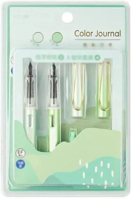triple paper Kawaii-Q Fountain Pen with Cute Theme 2 Pens, 4 Inks Fountain Pen(Pack of 6, Ink Color - Blue)