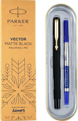 PARKER Vector Matte Black Gold Trim Roller Ball Pen(Blue)