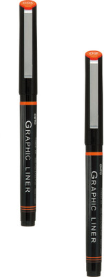 OHTO Graphic Liner Needle Point-005/02 Artist Supplies Archival Inking Roller Ball Pen(Pack of 2, Ink Color - Black)