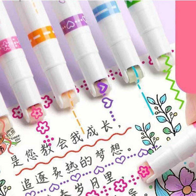 PKM Designer Liner Colour Pens Markers Pen 6 Different Curve Shapes For Kids &Adults Marker Ink(Pack of 6, Ink Color - Multicolor)