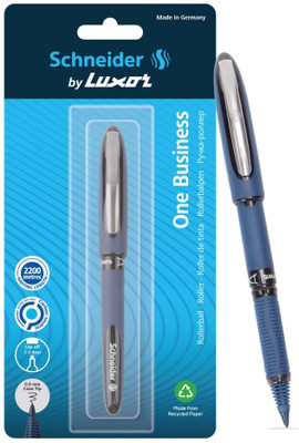 Schneider By Luxor One Business | Cone Tip | 0.6 mm | 2200 Meters Writing Length | Waterproof Ink Roller Ball Pen(Ink Color - Black)