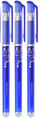 FRKB 3 Pc 0.35MM Erasable Gel Pens Blue Ink Rollerball Pens Gel Pen(Pack of 3, Ink Color - Blue)