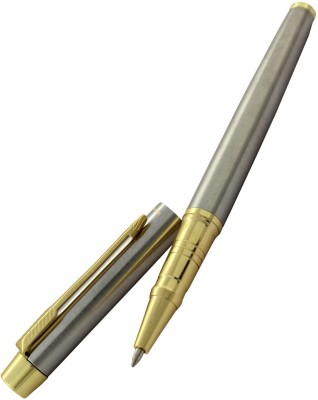 UJJi Steel Dull Chrome Golden Part Roller Ball Pen(Ink Color - Blue )