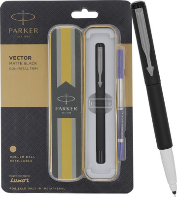 PARKER Vector Matte Black | Gunmetal Trim | Roller Ball Pen(Ink Color - Blue)