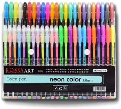 KRSNA ART Neon Gel Pens Gel Pen(Pack of 48, Ink Color - Multicolor)