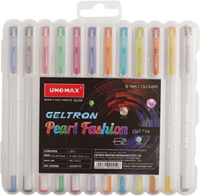 UNOMAX Geltron Pearl Fashion Multicolour Gel Pen(Pack of 2, Blue, Black, Red, Green, Pink, Violet, Orange, Turquoise Blue, Light Green, Brown, Silver, Gold)