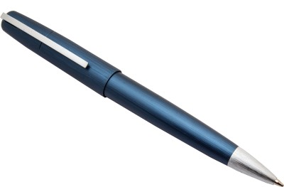 Ledos Epic Charcoal Matte Blue Metal Body Retractable With Golden Trims Ball Pen(Blue Refill)