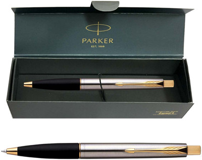 PARKER Frontier Stainless Steel Gold Trim Ball Pen(Ink Color - Blue)