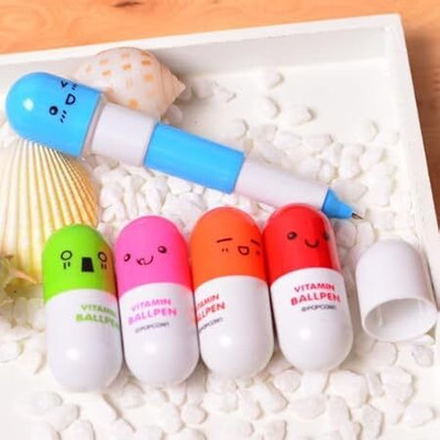Meeko.com Capsule Shape Ballpoint Pen pack 0f 4 Ball Pen(Pack of 4, Ink Color - Blue)