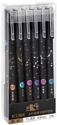 AAHANSHOPPE PRINTED ERASEABLE PENS BLUE INK PEN Gel Pen(Pack of 12, Ink Color - Blue)