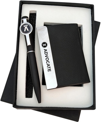 K K CROSI Advocate Pen and CardHolder Set Pen Gift Set(Pack of 2, Ink Color - Blue )