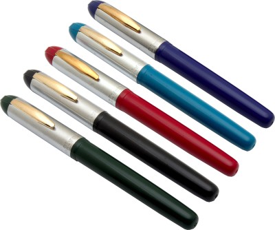 Ledos Set Of 5 Oliver 502 Gold Metal Clip Fountain Pen(Pack of 5, Eyedropper System)