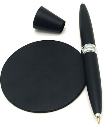 Maskey Modern Gift Set of Matt Black Pen, Revolving Holder and Table Top Magnetic Stand Pen Gift Set(Ink Color - Blue)