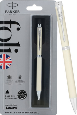 PARKER Folio Standard Chrome Trim |Ivory white Body Colour | Ball Pen(Ink Color - Blue)