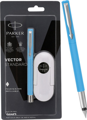 PARKER Vector Standard, Chrome Trim, Fine Nib With 3 Ink Cartridge Fountain Pen(Ink Color - Blue)