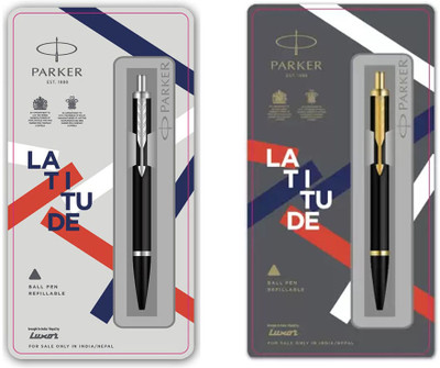 PARKER LATITUDE MATTE BLACK GT & CT BALL PEN Ball Pen(Pack of 2, Ink Color - Blue)