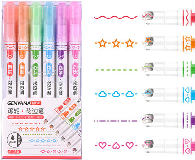 UrbanPop 6 Pcs Rollerball Curve Line Highlighter Marker Pen Set for Drawing School Office Multi-function Pen(Ink Color - Multicolor)