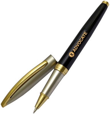 UJJi Half Satin Color Pen with Advocate Logo Engraved Golden Part Roller Ball Pen(Ink Color - Blue )