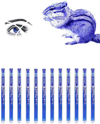 PEEKEY Erasable Gel Pen Set with attached Magic Wipe Eraser Gel Pen(Pack of 12, Ink Color - Blue)