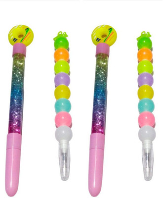 Gayantti enterprises Fany Stationary Pen for kids Pack of 2 fancy Caterpiller Pen & Donet Pen. Ball Pen(Pack of 4, Ink Color - Blue)