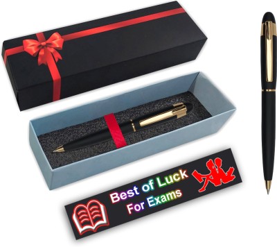 Klowage Saint Matte Black Gold Trim Ball Pen with Best of Luck For Exam Gift Card & Box Ball Pen(Blue)