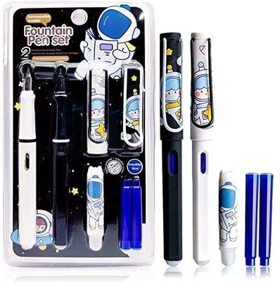 fixer Fountain Pen Fine Nib Space Astronaut Theme set of 2 Fountain Pen(Pack of 2, Ink Color - Blue)