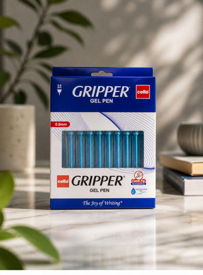 Cello Gripper Gel Pen 0.6mm Blue Ink Pack of 10 Gel Pen(Pack of 10, Ink Color - Blue)